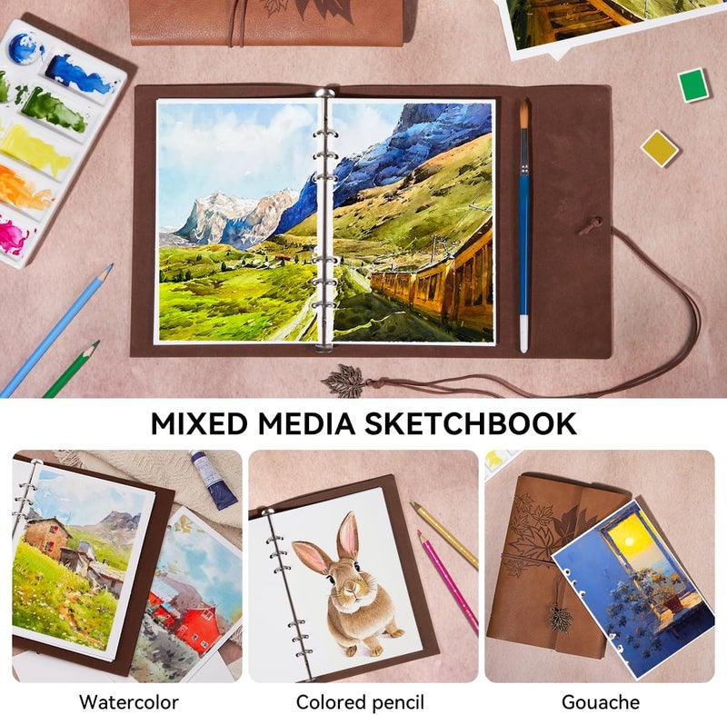 Lightwish Watercolor Sketchbook,100% Cotton Acid Free Watercolor Journal,300gsm/140lb Hot Press Watercolor Paper for Artists,Adults,Students,20 Sheets,9.25 * 6.3 Inches - Image 3